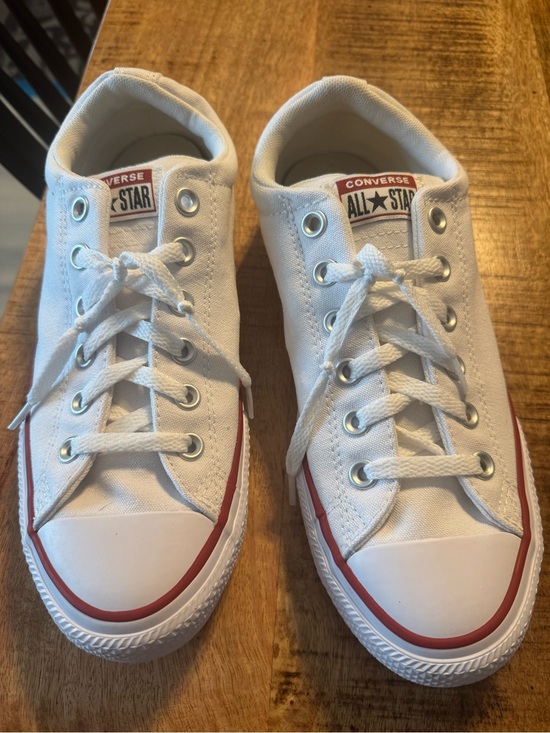 Converse Other - Converse White Low-Top Sneakers with Red Trim